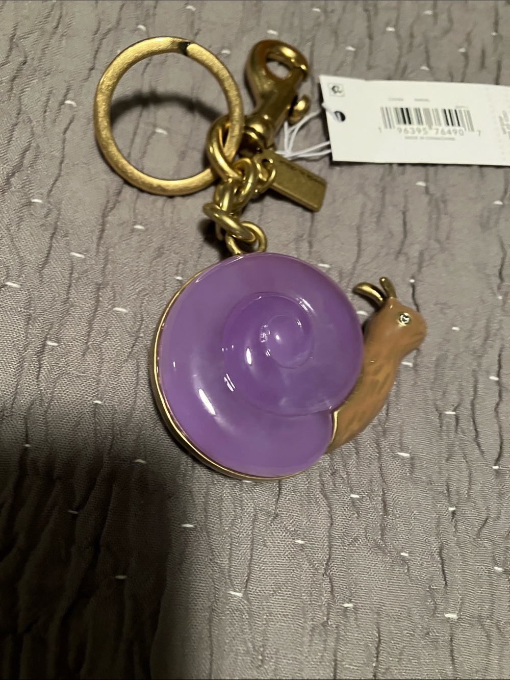 COACH. Snail Keychain Charm with Purple Shell and Gold Hardware. ADORABLE! FIRM - Picture 7 of 11
